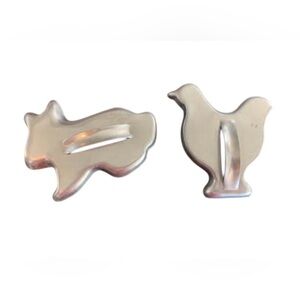Easter rabbit and chicken metal cookie cutters vintage set of 2 bunny chick bake